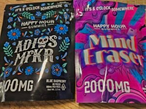 Kusherco Happy Hour Gummies packaging and product details