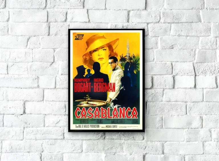 Vintage Casablanca 1942 wall art featuring timeless movie scenes