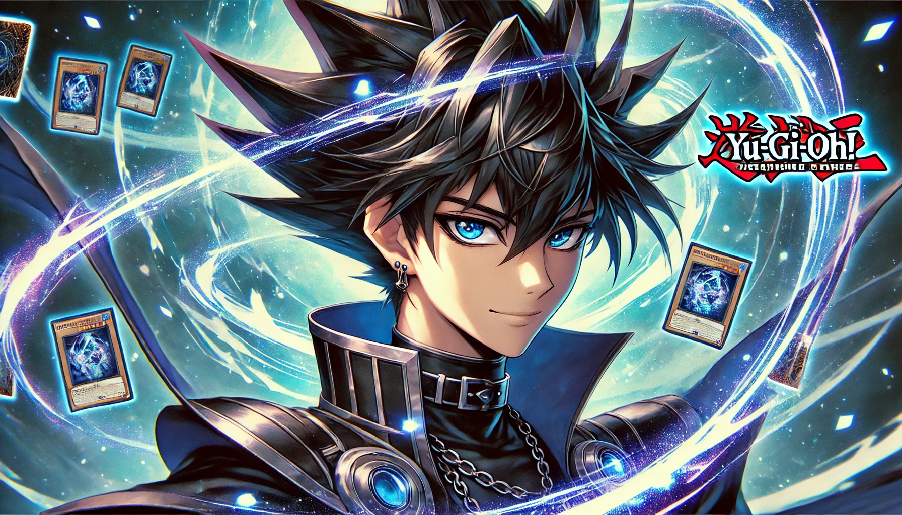 black hair anime boy pfp ai yugioh illustration