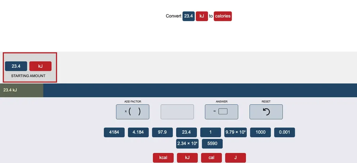 Converting 849.1j/g to kj/g explained in detailed steps