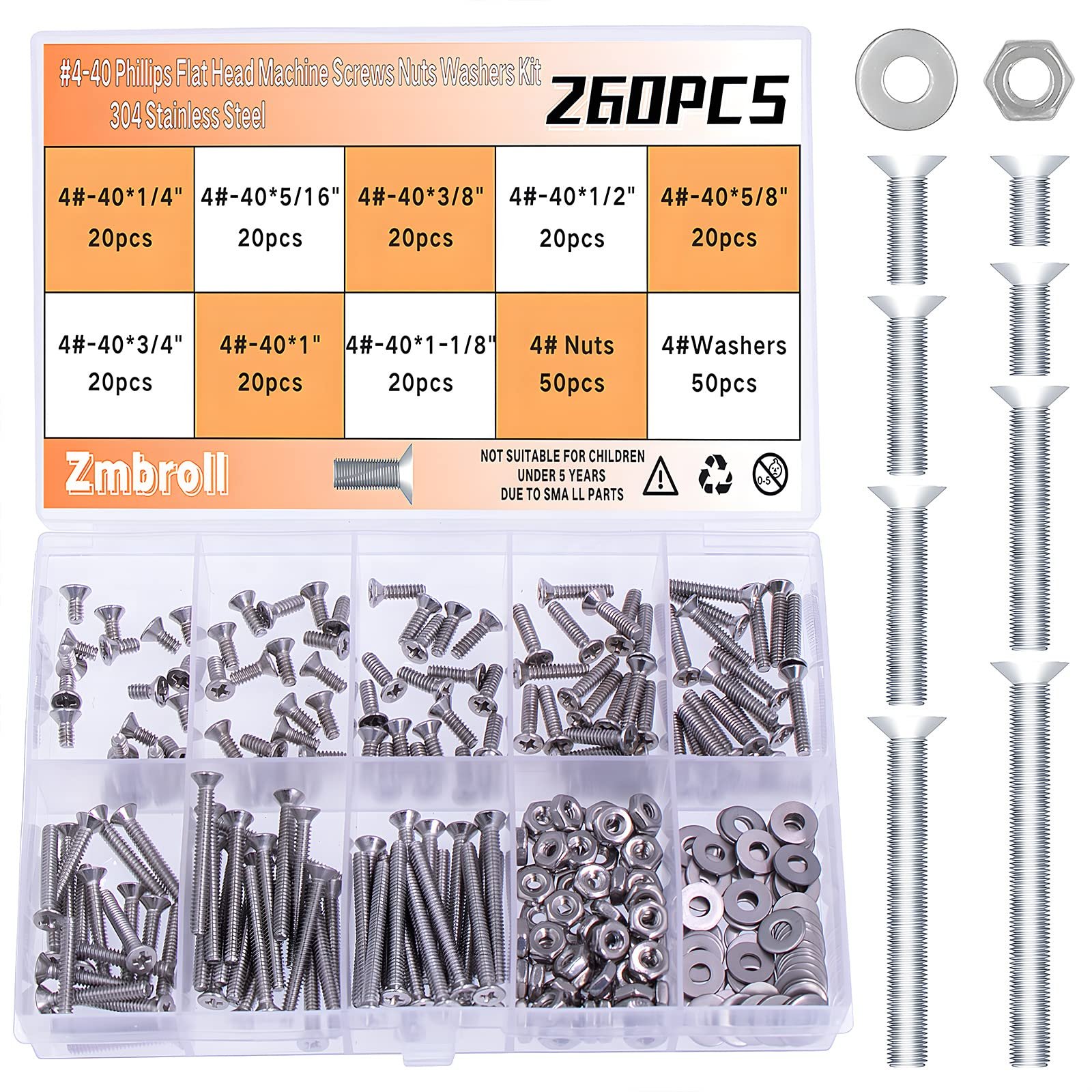 screw knrl cres 4-40x5-8 carey