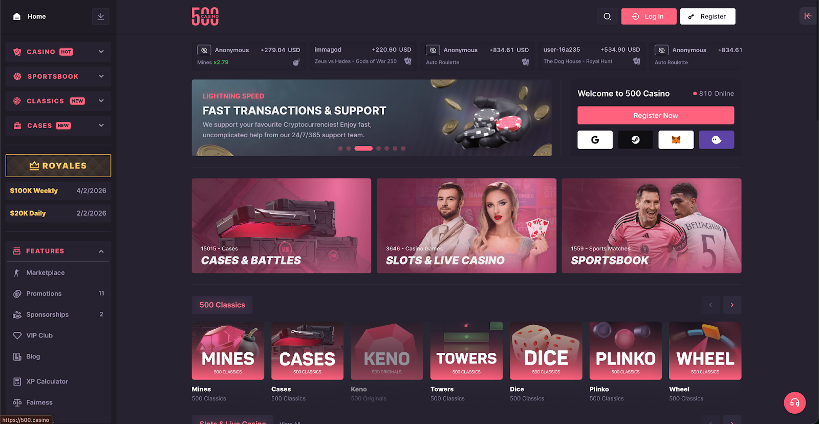 500 Casino Promo Codes