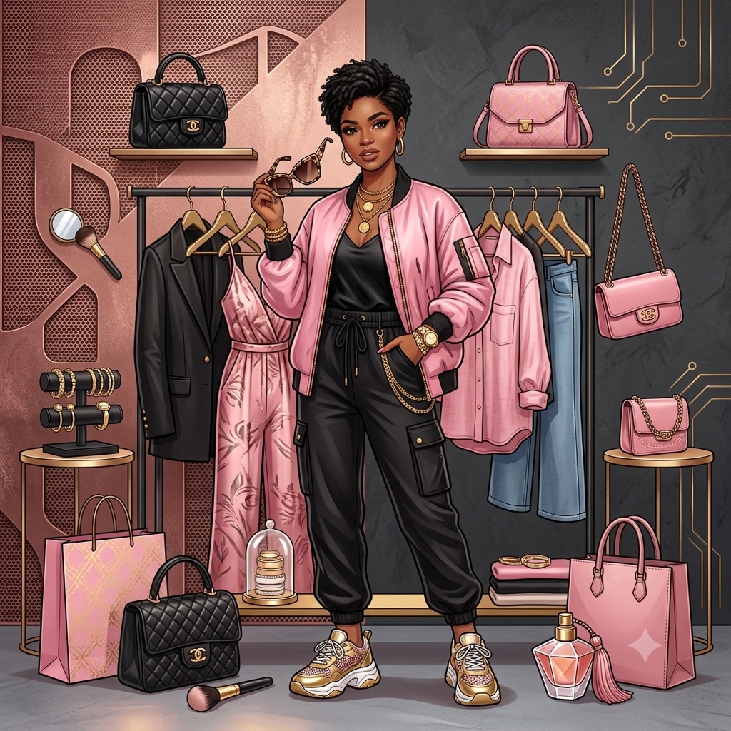 Fashionable woman wearing contemporary street style with sneakers, handbag, and seasonal wardrobe essentials